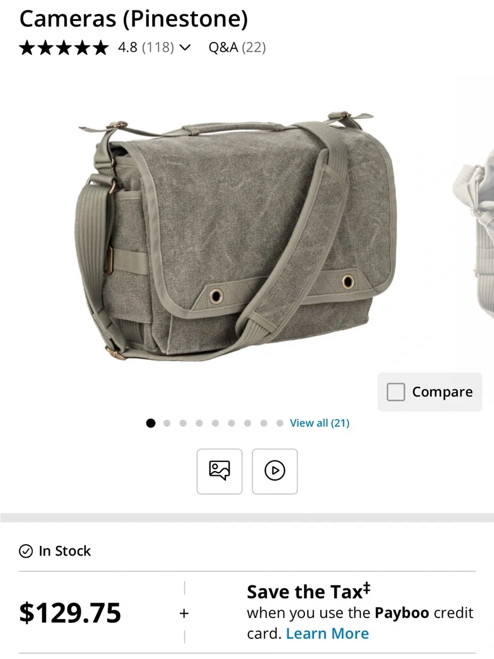 Think Tank Canvas Messenger Camera Tech shoulder Gray Pinestone Dslr mirrorless